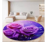 Round Area Rug for Living Room Bedroom Entryway 180cm - Purple Soft Durable Low Pile Carpet, Washable Fade-resistant Mystical Dreamy Rose Heart Printed Home Decorative Mat