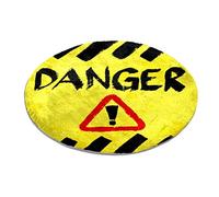 Round Area Rug Grunge Danger Warning Sign Bedroom Carpet Shaggy Soft Chair Mat Washable Doormat