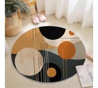 Round Area Rug Minimalism Bohemian Geometric Theme, 100 cm Plush Fluffy Round Rugs for Sofa Bedroom Living Room Kids Room, Non Slip Machine Washine Bedside Circle Carpet, Black Brown