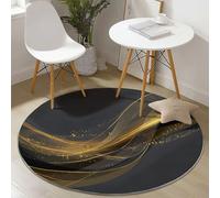 Round Area Rug, Minimalism Gradient Geometry Pattern Floor Rugs, Machine Washable 160 cm Carpet Low Pile, Non Slip Soft Circle Carpet for Bedroom Living Room Kitchen Home Decor, Gold Gray