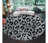 Round Area Rug Round Rug Circle Carpet Animals Leopards Jungle Grey Washable Non Slip Low Pile Soft Round Rugs For Living Room Bedroom Dining Room Kids Room 150 Cm
