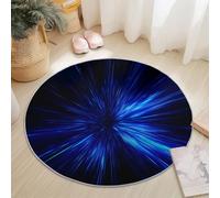 Round Area Rug, Science Fiction Abstract Lines Pattern, Washable Non-Slip Carpet, Diameter 60 cm, Midnight Blue - Ideal for Living Room Bedroom Hallway Study Coffee Table or Bedside