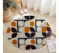 Round Area Rugs 180 cm Shaggy Soft Circle Area Rugs Modernism Abstract Geometry Theme for Bedroom Home Office Dining Room College Dorm, Washable Non Slip Round Carpets Beige