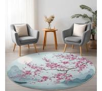 Round Area Rugs 180 cm Washable Chinese Dragon Pattern Lotus Round Rug Non Slip Indoor Circle Rug Floor Carpet for Living Room Kids Room Red