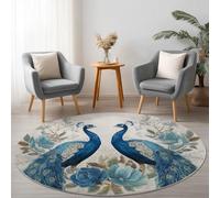 Round Area Rugs 180 cm Washable Chinese Dragon Pattern Lotus Round Rug Non Slip Indoor Circle Rug Floor Carpet for Living Room Kids Room Red