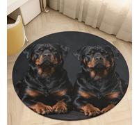 Round Area Rugs 3' Non Slip Coral Velvet Entry Mat Absorbent Soft Low-Pile Rottweiler Wallpaper Throw Rug Boho Washable Floor Carpet for Bedroom Living Room Bathroom Home Decor