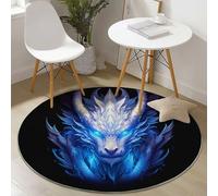 Round Area Rugs Black, Fantasy Mystical Dragon Illustration Pattern Soft Circle Carpet, Non Slip Hallway Floor Mat, Machine Washable Floor Rug for Living Room Bedroom Bathroom, 180 cm