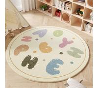 Round Area Rugs Fluffy Carpets Nursery Area Rug Crawling Play Mat for Children Toddlers Bedroom Shaggy Decor for Teenage Rug for Living Room Playmat Red Blue Star Rainbow (Brown 2, 100x100cm)