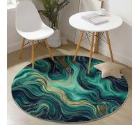 Round Area Rugs for Living Room 200 cm Abstract Agate Marble Theme Soft Circle Carpet Rug Non Slip Machine Washable Bedside Floor Rug for Bedroom Kitchen Home Decor, Green