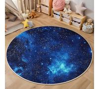 Round Area Rugs For Living Room,3D Blue Starry Sky Scenery Pattern Fluffy Soft Anti Slip Accent Rug Circle Carpet Rug Large Carpet Mat Fantasy Art For Bedroom Kitchen Garden,120Cm