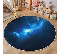 Round Area Rugs For Living Room,3D Blue Stellar Nebula Pattern Fluffy Soft Anti Slip Accent Rug Circle Carpet Rug Large Carpet Mat Fantasy Landscape For Bedroom Kitchen Garden,140Cm