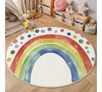 Round Area Rugs For Living Room,3D Color Polka Dot Rainbow Pattern Fluffy Soft Anti Slip Accent Rug Circle Carpet Rug Large Carpet Mat Cartoon Art For Bedroom Kitchen Garden,100Cm