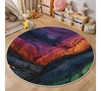 Round Area Rugs For Living Room,3D Color Rock Formation Texture Pattern Fluffy Soft Anti Slip Accent Rug Circle Carpet Rug Large Carpet Mat Natural Art For Bedroom Kitchen Garden,140Cm