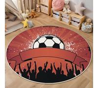 Round Area Rugs For Living Room,3D Red Striped Football Pattern Fluffy Soft Anti Slip Accent Rug Circle Carpet Rug Large Carpet Mat Happy Sports For Bedroom Kitchen Garden,180Cm