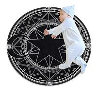 Round Area Rugs, Gothic Black Pentagram Indoor Entryway Doormat Throw Runner Rug Floor Carpet Pad Yoga Mat for Living Room Bedroom 3.28 Feet