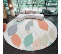 Round Area Rugs Living Room Ø150 Cm Nature Leaves Colors Green - Soft Crystal Velvet Carpet Mat For Bedroom Circle Area Rug Non Slip Washable Floor Rug Non Shedding Floor Carpets