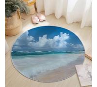 Round Area Rugs Living Room, Soft Natural Lighthouse Blue Sky Carpet Mat for Bedroom Circle Area Rug Non Slip, Washable Carpet for Kitchen Home Decor Floor Mat 90 cm, Blue