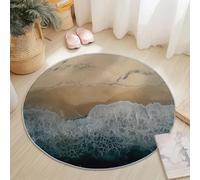 Round Area Rugs Living Room, Soft Natural Lighthouse Blue Sky Carpet Mat for Bedroom Circle Area Rug Non Slip, Washable Carpet for Kitchen Home Decor Floor Mat 90 cm, Blue