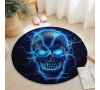 Round Area Rugs Living Room, Soft Serene Stone Bamboo Leaves Carpet Mat for Bedroom Circle Area Rug Non Slip, Washable Carpet for Kitchen Home Decor Floor Mat 60 cm, Black Green
