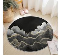 Round Area Rugs Living Room, Soft Simple Oil Painting Night Sky Carpet Mat for Bedroom Circle Area Rug Non Slip, Washable Carpet for Kitchen Home Decor Floor Mat 150 cm, Dark Blue