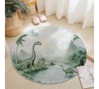 Round Area Rugs Living Room, Soft Watercolor Animal Little Lion Carpet Mat for Bedroom Circle Area Rug Non Slip, Washable Carpet for Kitchen Home Decor Floor Mat 210 cm, Orange Green