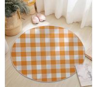 Round Area Rugs Orange Color, Simple Checkered Color Palette Pattern Soft Circle Carpet, Non Slip Hallway Floor Mat, Machine Washable Floor Rug for Living Room Bedroom Bathroom, 180 cm