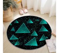 Round Area Rugs Simple Geometric Triangles Pattern Circle Carpet Floor Mats, 60 cm Soft Machine Washable Rug, Black Low-Pile Resistant Thin Rug for Living Room Coffee Dining Room