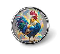 Round Art Colorful Chicken Brooch Classic Mini Pin 1 Inch Aluminum Alloy Lapel Pin Personalized Button Badge for Backpack Hat Suit Jacket Clothing Decoration