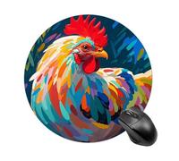Round Art Colorful Chicken Mouse Pad Non-Slip Rubber Base Waterproof Mouse Mat Travel Portable Gaming Mousepad for Office Work Home Computer Laptop Personalized Accessory