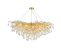 Round Art Crystal Chandelier,American Creative Crystal Lig,for Living Room Dining Room Bedroom Villa,Living Room Lig,G9 Nordic Lig Luxury Water Drop Branch Lig-Golden. 80 * 50cm