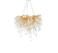 Round Art Crystal Chandelier,For Living Room Dining Room Bedroom Villa,Living Room Light,American Creative Crystal Light,G9 Nordic Light Luxury Water Drop Branch Light-Golden. 45 * 50cm
