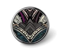 Round Art Deco Geometric Pattern Brooch Classic Mini Pin 1 Inch Aluminum Alloy Lapel Pin Personalized Button Badge for Backpack Hat Suit Jacket Clothing Decoration