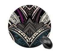 Round Art Deco Geometric Pattern Mouse Pad Non-Slip Rubber Base Waterproof Mouse Mat Travel Portable Gaming Mousepad for Office Work Home Computer Laptop Personalized Accessory
