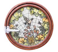 Round Art Glass Shed Window, 360° Rotatable Ventilation Windows，Central Axis Rotating Moon Window for Bedrooms Playhouse Office Library(60 cm/23.6 in)