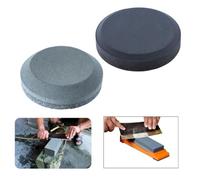Round Axe Sharpening Stone Whetstone 120-400 Grit Dual Sided Brown Corundum Grinding Tool for Knives Garden Tools and Workshop Equipment(76x27mm)