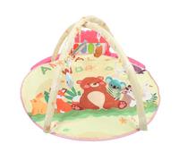 Round Baby Gym Play Mat Tummy Time Toy with Music Piano Activity Mat for Infants Toddlers Soft Textile 86x49cm 5 Hanging Toys