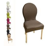 Round Back Dining Chair Covers, Stretchable Premium Fabric, Set of 4/6, Universal Fit for Kitchen & Dining Room, Oval Backrest, Small/Large, G1pcs