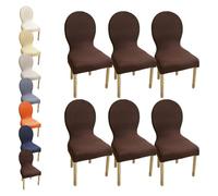 Round Back Elastic Chair Covers, 2/6 Pack, Modern Kitchen Dining Chair Slipcovers, Oval Back, Non-Universal, Stretchable Fabric, A12, 6PCS
