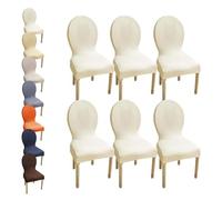 Round Back Elastic Chair Covers - Modern Dining Chair Slipcovers for Wooden Oval Backs, 2/6 Pack, Non-Universal Fit, Stylish Kitchen Chair Protectors, A1, 6PCS