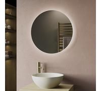 Round Backlit Bathroom Mirror with Battery Operated Lights 600mm - Luna