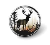 Round Badge Brooch Fashion Deer Silhouette Lapel Tie Pins Personalized Badge Brooch Pin Elegant For Men Women Costume Decorative Accessory