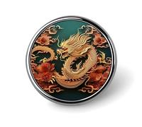 Round Badge Brooch Fashion Dragon Chinese Background Lapel Tie Pins Personalized Badge Brooch Pin Elegant For Men Women Costume Decorative Accessory