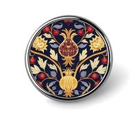Round Badge Brooch Fashion Hand Drawn Pomegranate Lapel Tie Pins Personalized Badge Brooch Pin Elegant For Men Women Costume Decorative Accessory