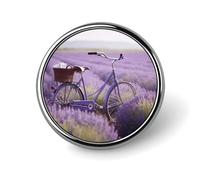 Round Badge Brooch Fashion Lavender Field Bike Lapel Tie Pins Personalized Badge Brooch Pin Elegant For Men Women Costume Decorative Accessory