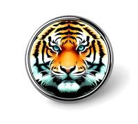Round Badge Brooch Fashion Little Fat Tiger Head Lapel Tie Pins Personalized Badge Brooch Pin Elegant For Men Women Costume Decorative Accessory