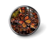 Round Badge Brooch Fashion Monarch Butterflies Lapel Tie Pins Personalized Badge Brooch Pin Elegant For Men Women Costume Decorative Accessory