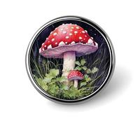 Round Badge Brooch Fashion Mushrooms in The Grass Lapel Tie Pins Personalized Badge Brooch Pin Elegant For Men Women Costume Decorative Accessory