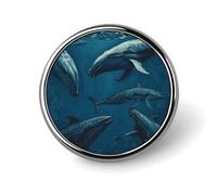 Round Badge Brooch Fashion Ocean Whale Lapel Tie Pins Personalized Badge Brooch Pin Elegant For Men Women Costume Decorative Accessory