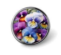 Round Badge Brooch Fashion Pansy Perfection Lapel Tie Pins Personalized Badge Brooch Pin Elegant For Men Women Costume Decorative Accessory