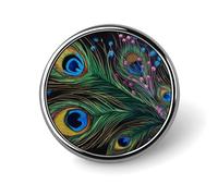 Round Badge Brooch Fashion Peacock Feather Lapel Tie Pins Personalized Badge Brooch Pin Elegant For Men Women Costume Decorative Accessory